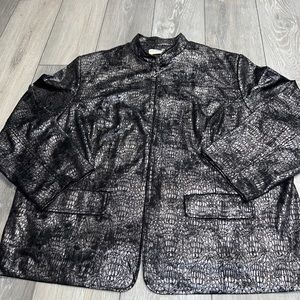 Alfred Dunner  sz 22W jacket in Black/silver metallic finish  Faux Snake Skin